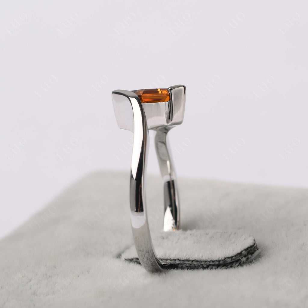Topgemco Princess-Cut Citrine Tension Ring – Bezel Set Sterling Silver November Birthstone Ring