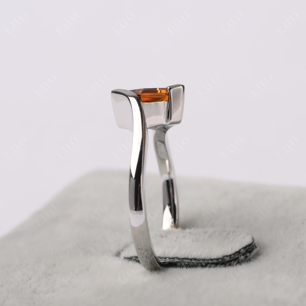 Topgemco Princess-Cut Citrine Tension Ring – Bezel Set Sterling Silver November Birthstone Ring