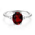 Garnet 925 Sterling Silver 9x7mm Oval Shaped Birthstone Gemstone Rings for Women, Engagement Ring Birthstone Jewelry Wedding Promise for Lady Size 3-13