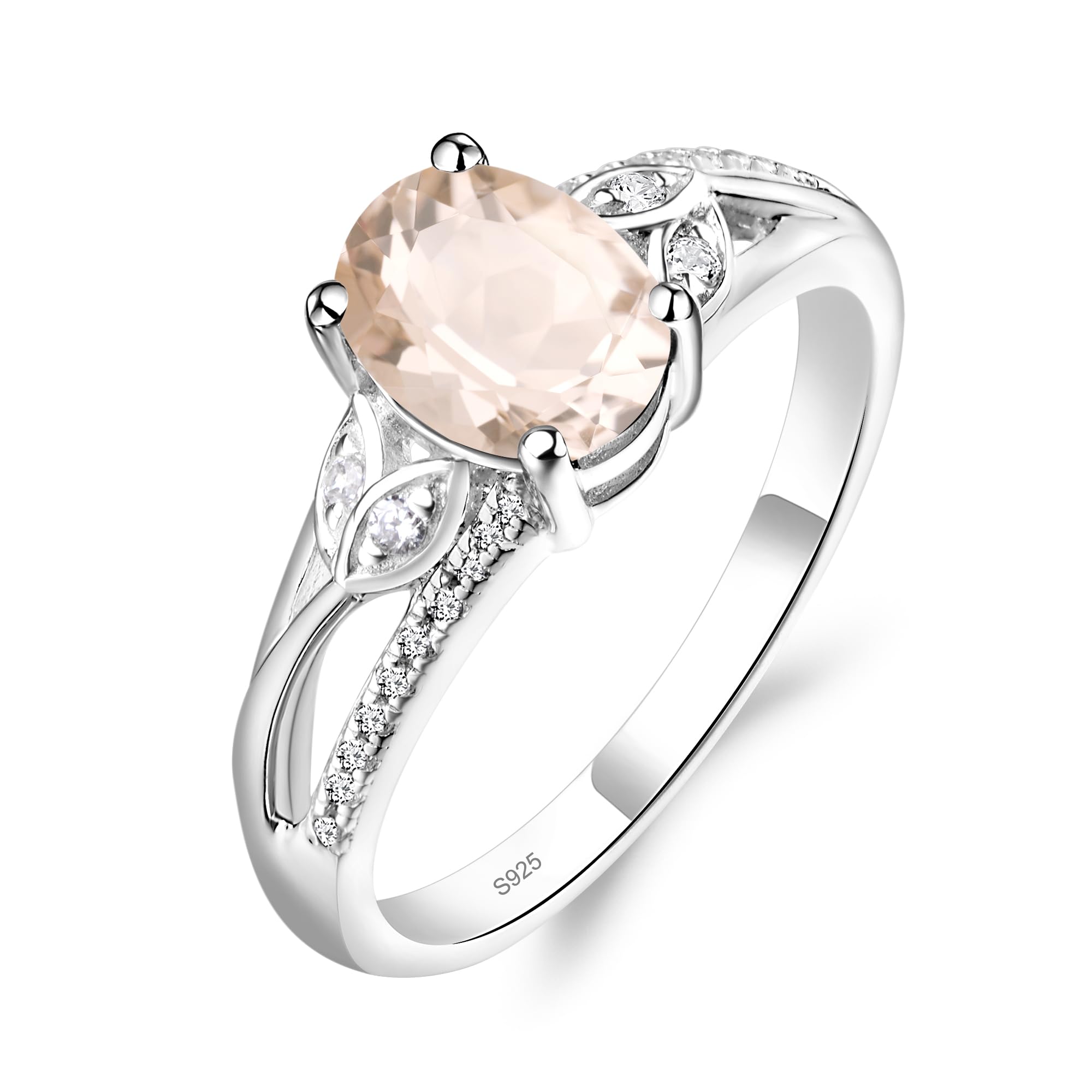925 Sterling Silver Amethyst Ring – Oval Leaf Design, Sizes 3-13