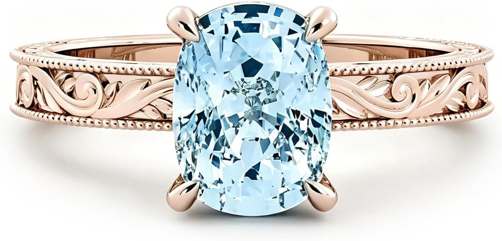 Aquamarine Engagement Ring 1ct 1.5ct 2ct 925 Sterling Silver Topgemco White Yellow Rose Gold Proposal Anniversary Promise Wedding Ring for Her