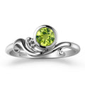 925 Sterling Silver Ocean Wave Bezel Peridot Ring