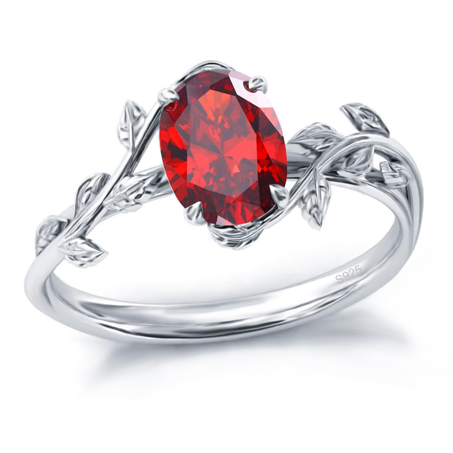 925 Sterling Silver Opal Leaf Promise Ring for Women