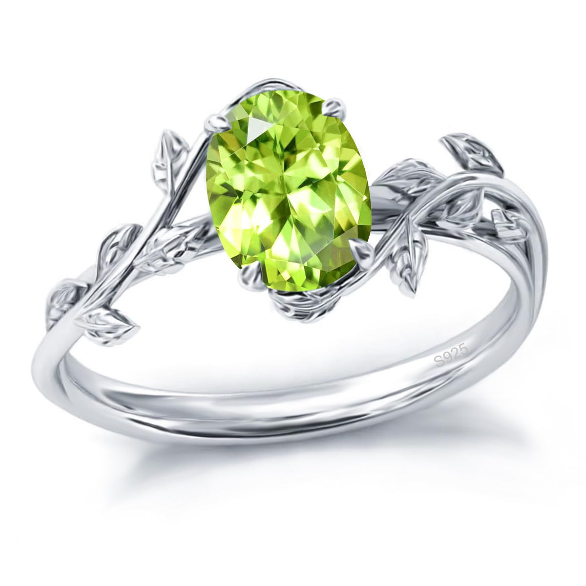 925 Sterling Silver Opal Leaf Promise Ring for Women