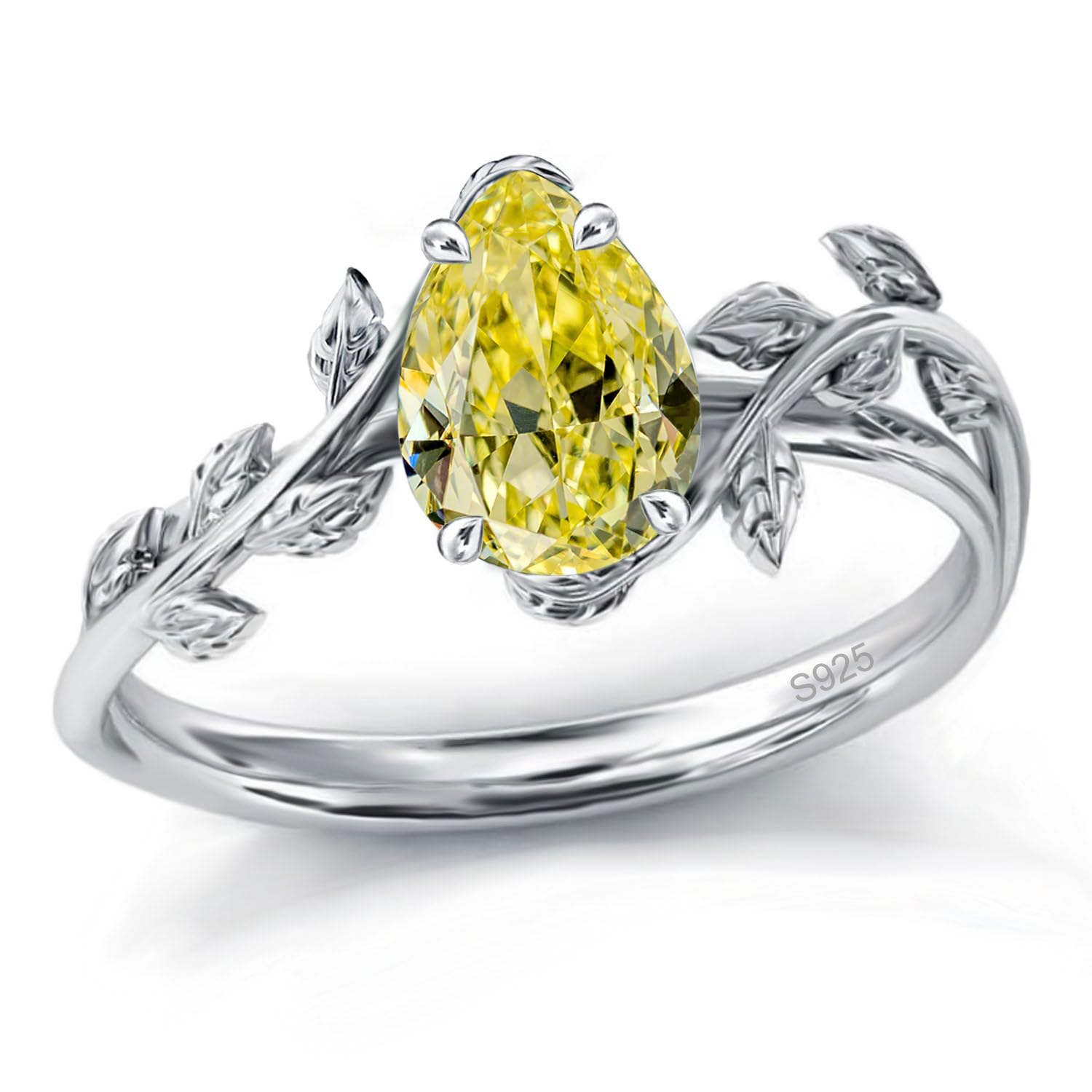 925 Sterling Silver Opal Leaf Promise Ring for Women