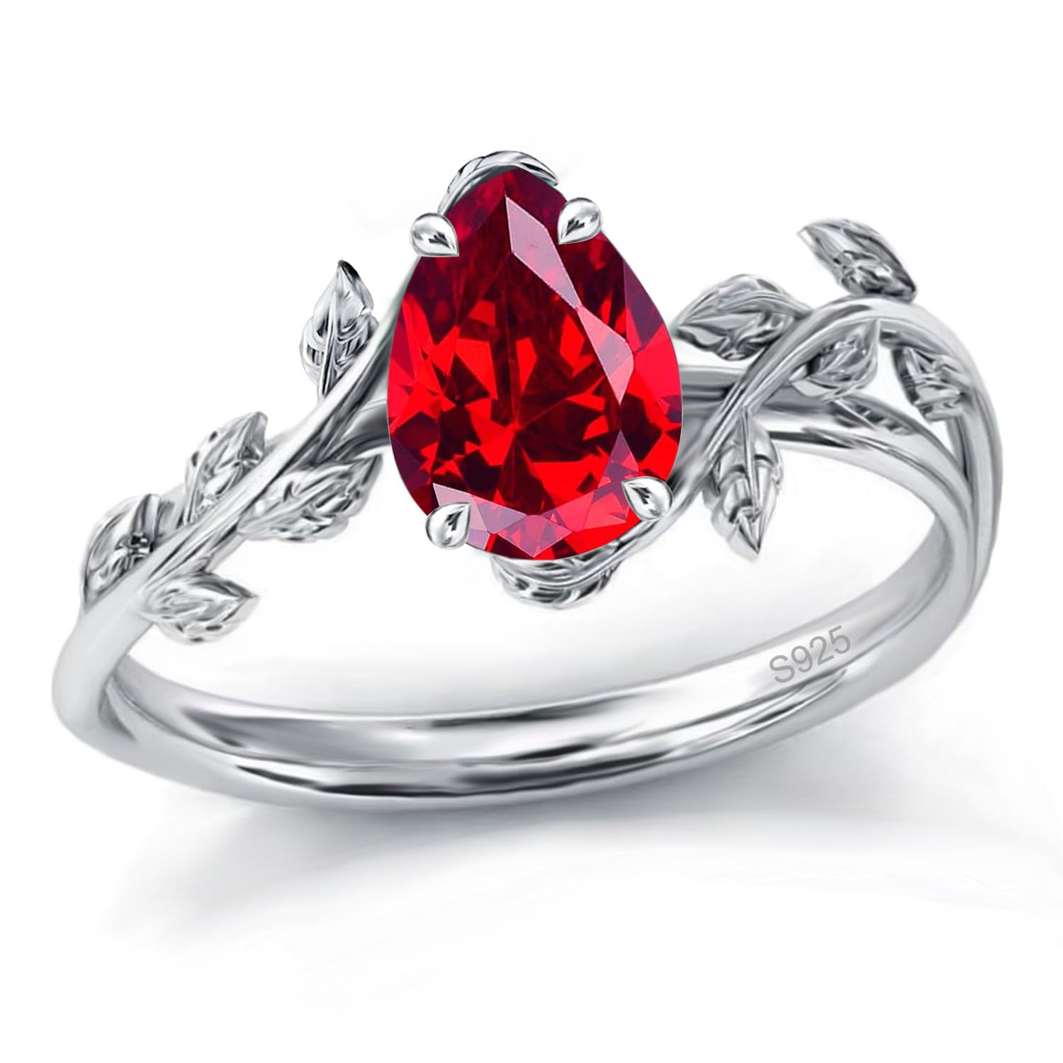 925 Sterling Silver Opal Leaf Promise Ring for Women