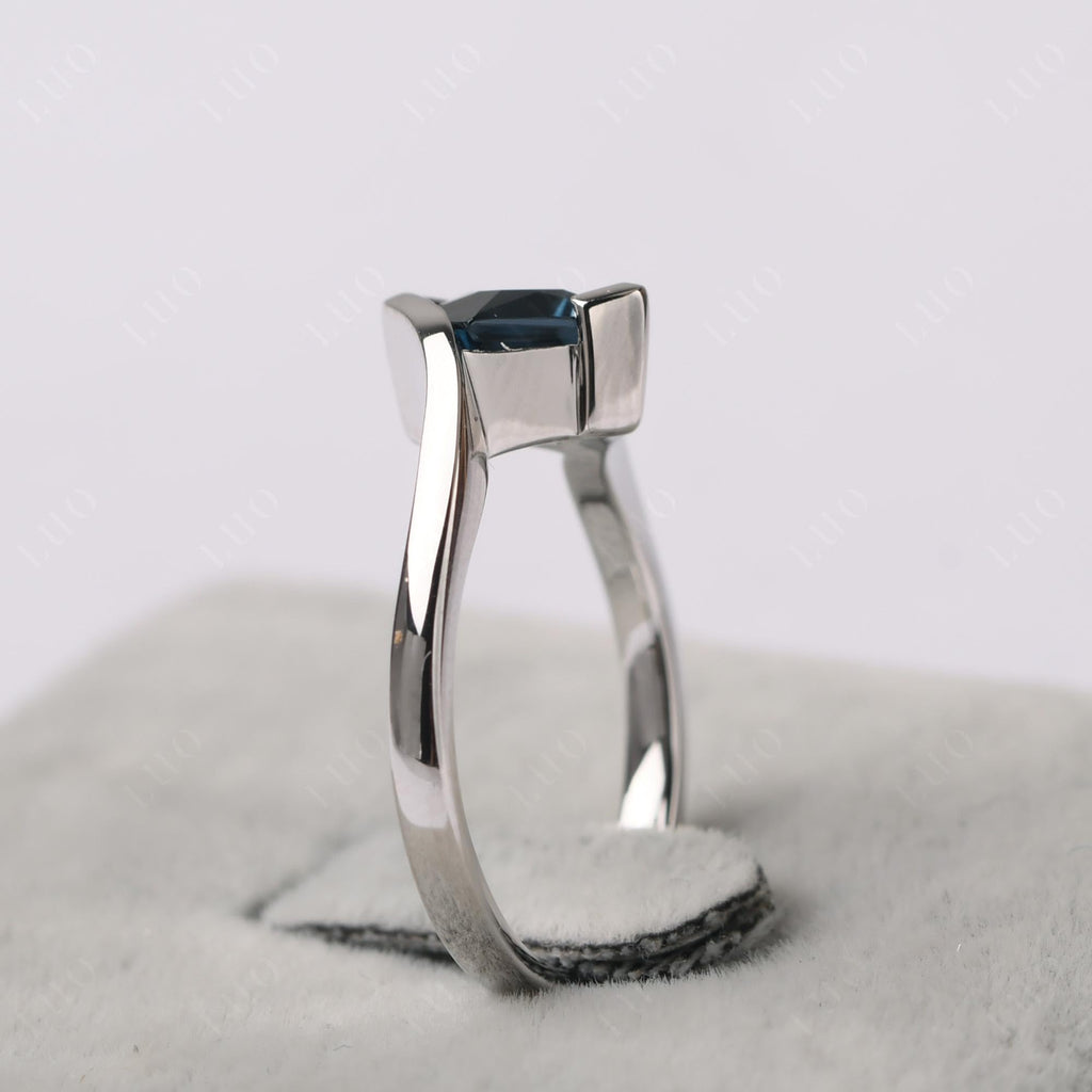 Topgemco Princess-Cut London Blue Topaz Tension Ring – Bezel Set Sterling Silver December Birthstone Ring