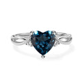 Topgemco Heart-Shaped London Blue Topaz Ring – Twisted Split Shank Sterling Silver December Birthstone Ring