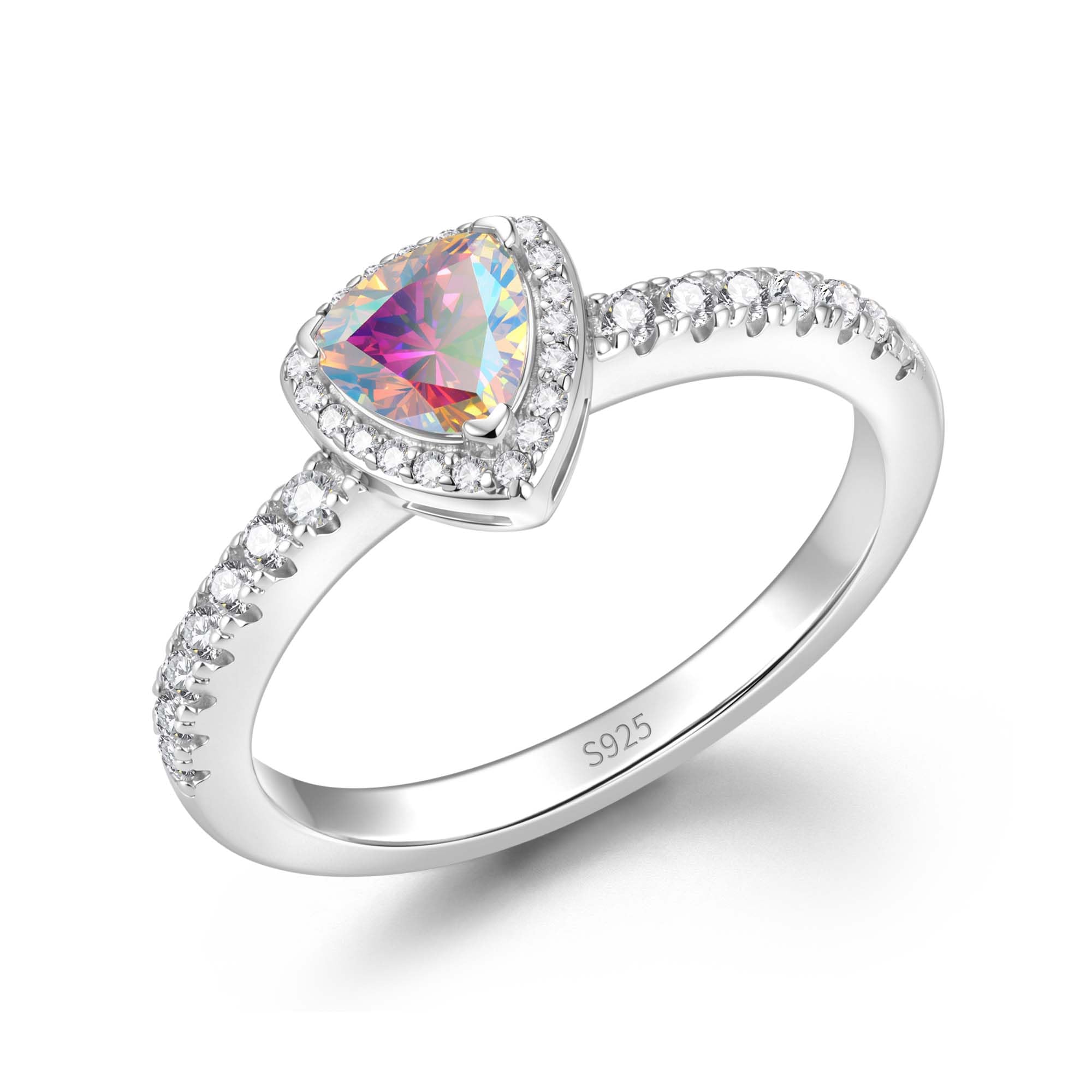 FANCIME Birthstone Ring for Women 925 Sterling Silver Leroy Trinity Gemstone Promise Engagement Ring, Elegant Wedding Jewelry Gift Symbolizing Balance of Love (Size 5-9)