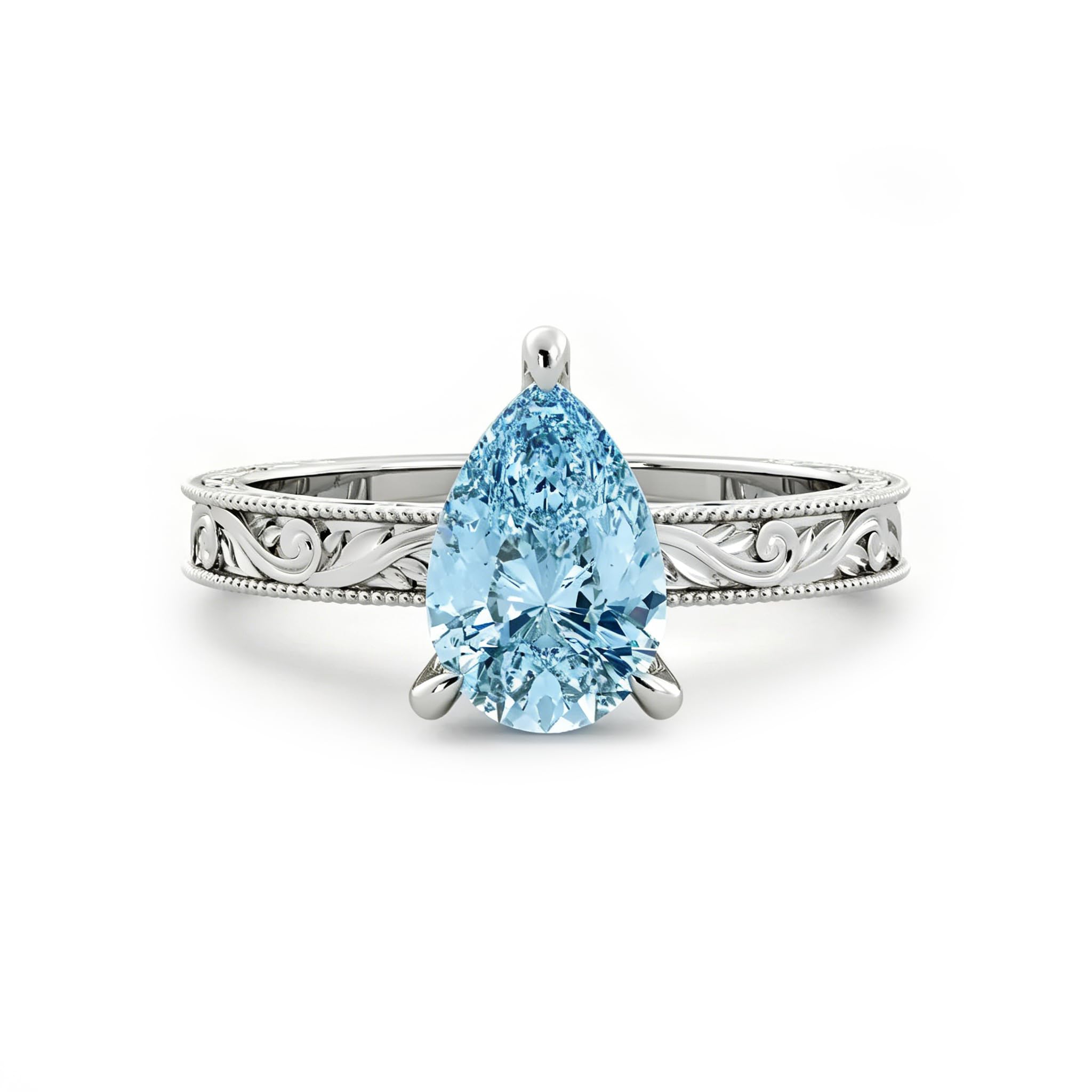 Aquamarine Engagement Ring 1ct 1.5ct 2ct 925 Sterling Silver Topgemco White Yellow Rose Gold Proposal Anniversary Promise Wedding Ring for Her