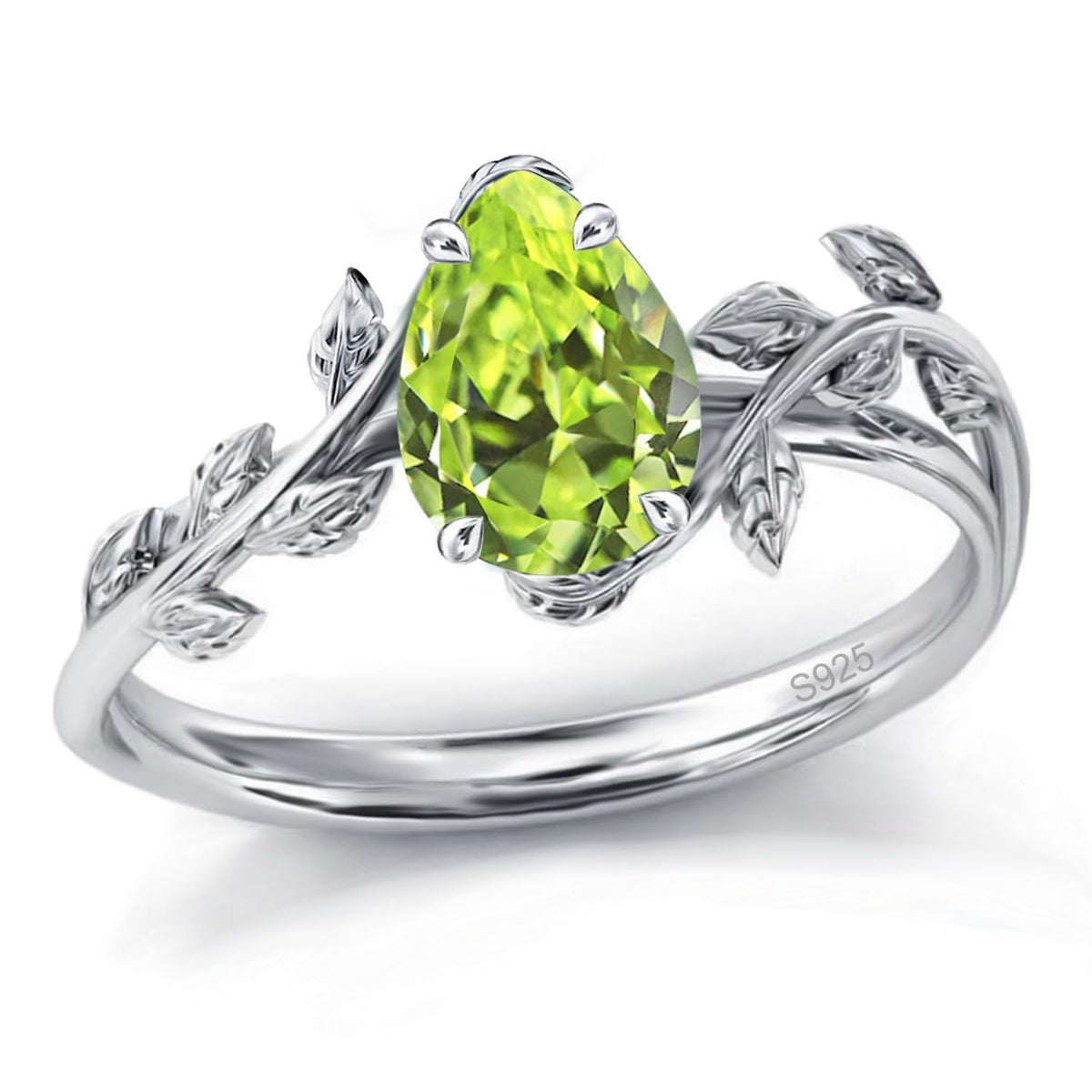 925 Sterling Silver Opal Leaf Promise Ring for Women