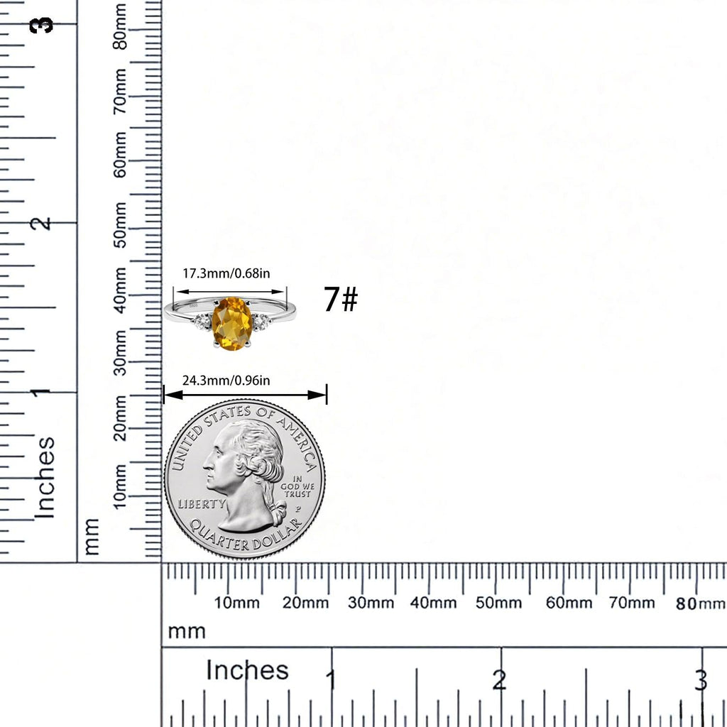 Topgemco Three-Stone Citrine Ring – Oval Cut Sterling Silver November Birthstone Engagement Ring