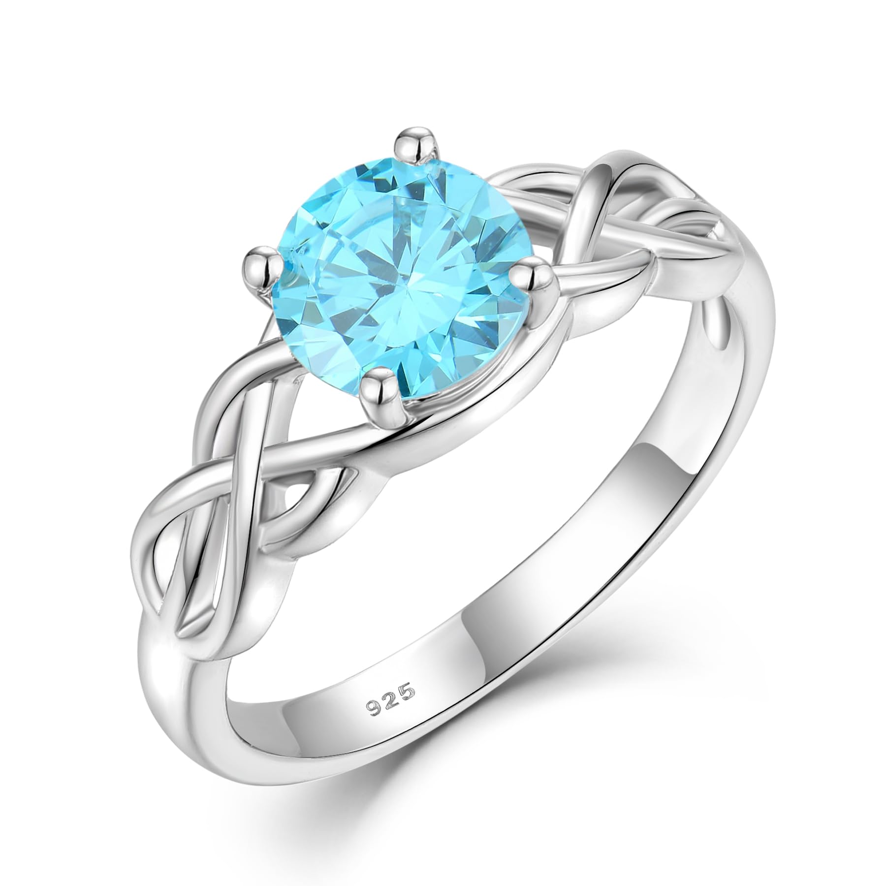 STARCHENIE Birthstone Promise Ring for Women 925 Sterling Silver Celtic Knot Ring Size 5-10