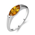 Topgemco East-West Citrine Ring – Marquise Cut Sterling Silver November Birthstone Promise Ring