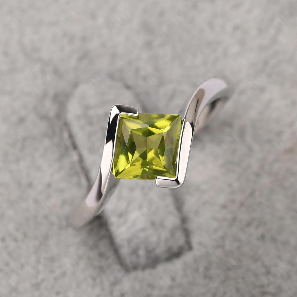 Princess Cut Peridot Bypass Promise Ring