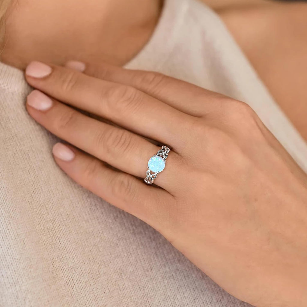 STARCHENIE Birthstone Promise Ring for Women 925 Sterling Silver Celtic Knot Ring Size 5-10