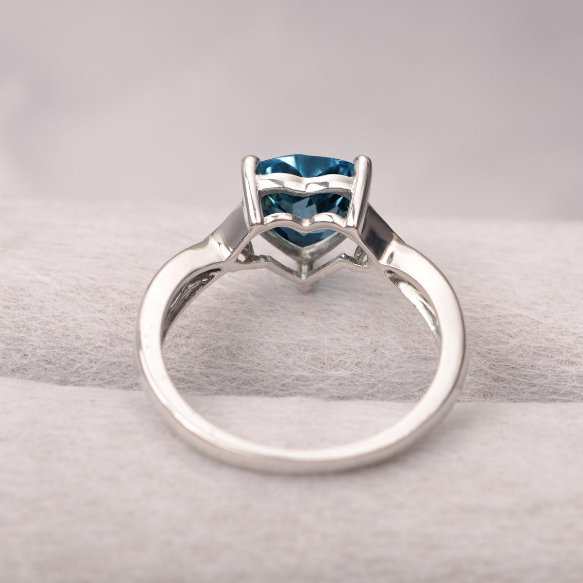 Topgemco Heart-Shaped London Blue Topaz Ring – Twisted Split Shank Sterling Silver December Birthstone Ring