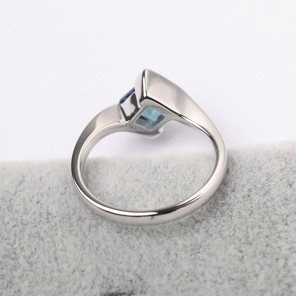 Topgemco Princess-Cut Bypass Promise Ring – Bezel-Set Solitaire in 925 Sterling Silver, Sizes 3–13