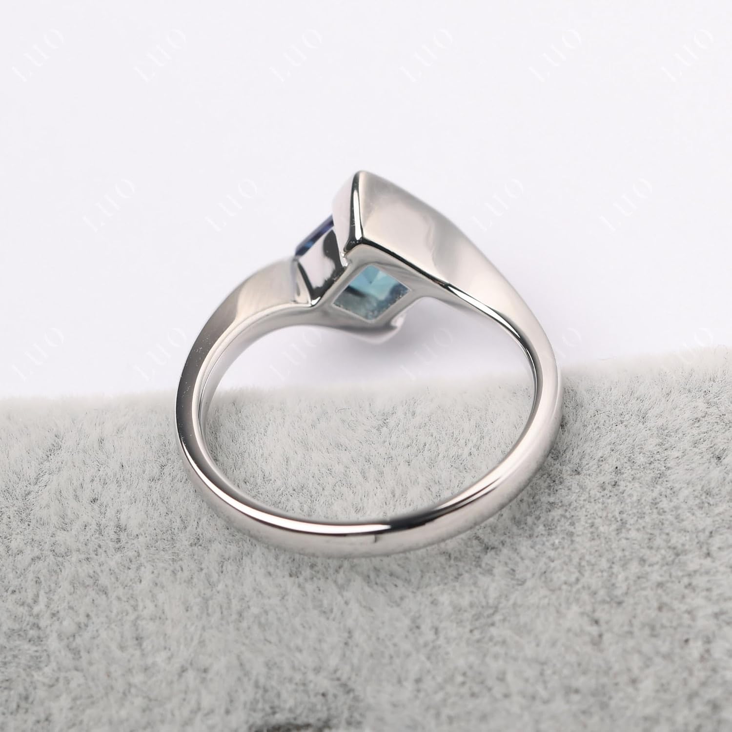 Topgemco Princess-Cut Bypass Promise Ring – Bezel-Set Solitaire in 925 Sterling Silver, Sizes 3–13