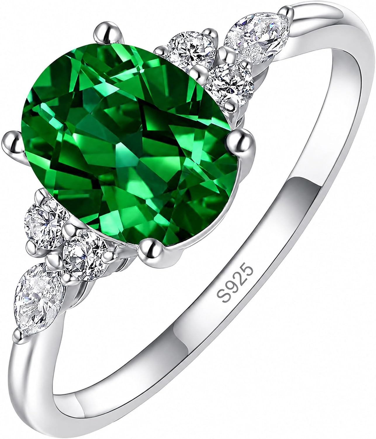 Topgemco Alexandrite Birthstone Ring – Oval-Cut Lab-Created Gemstone in 14K Gold Vermeil & 925 Silver