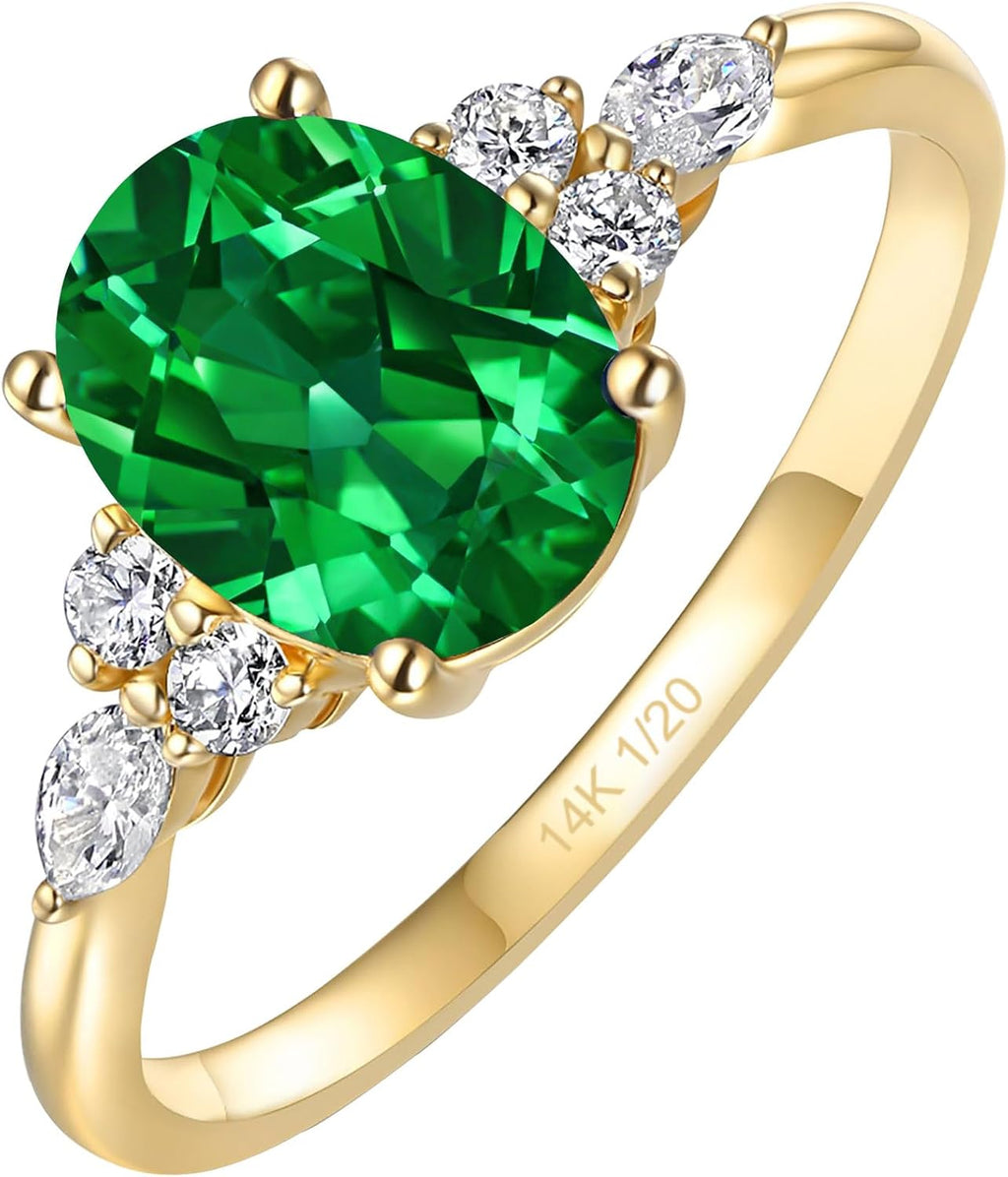 Topgemco Alexandrite Birthstone Ring – Oval-Cut Lab-Created Gemstone in 14K Gold Vermeil & 925 Silver