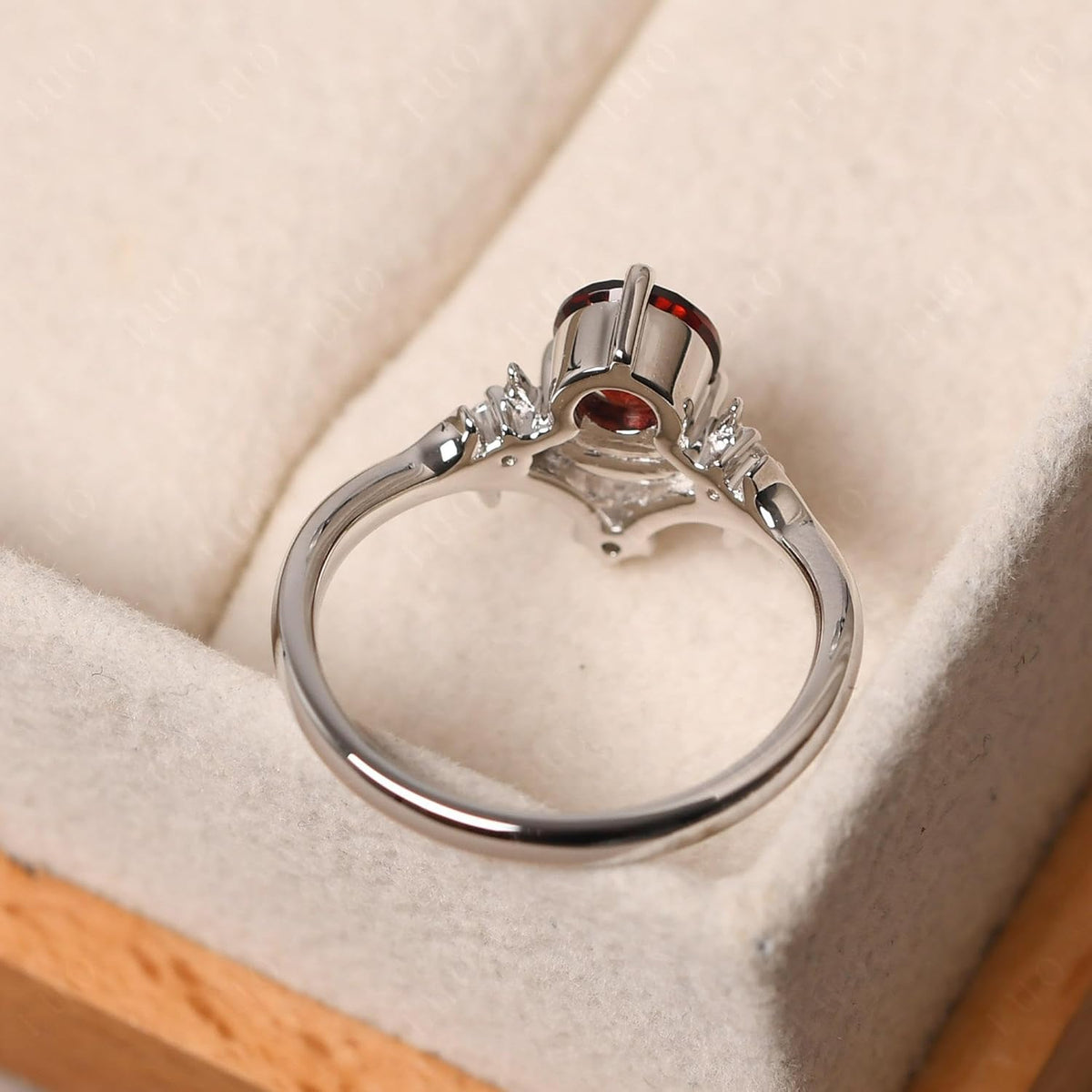925 Sterling Silver Garnet Ring – Sun and Moon Celestial Design, 6x6mm Round Cut Vintage Crescent Promise Ring for Women, Size 3-13