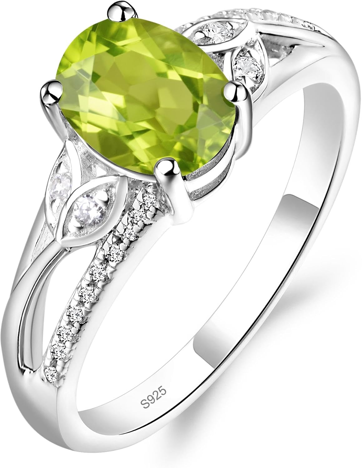925 Sterling Silver Peridot Gemstone Ring