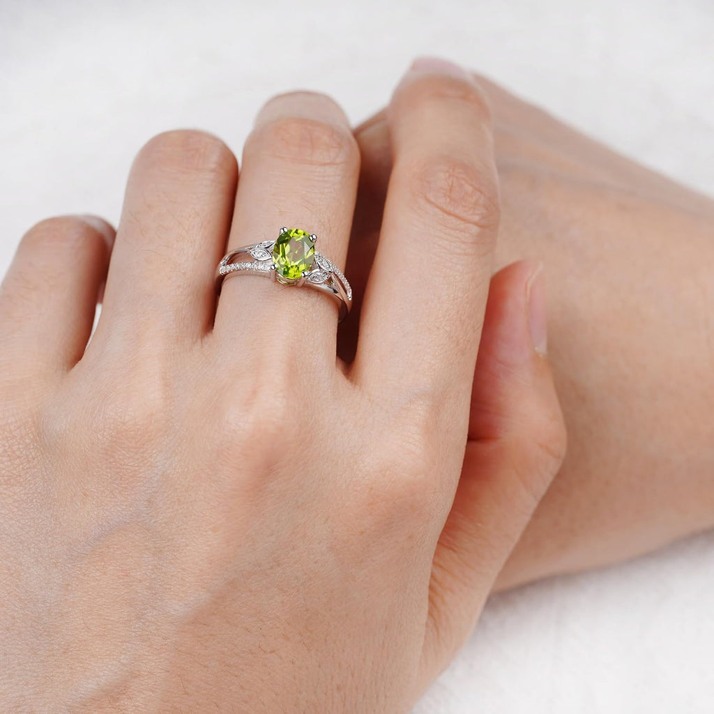 925 Sterling Silver Peridot Gemstone Ring