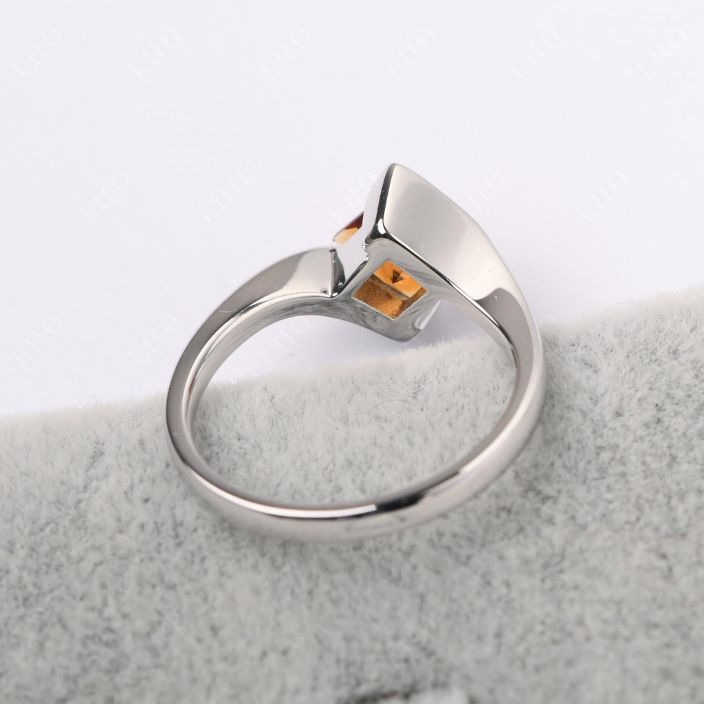 Topgemco Princess-Cut Citrine Tension Ring – Bezel Set Sterling Silver November Birthstone Ring