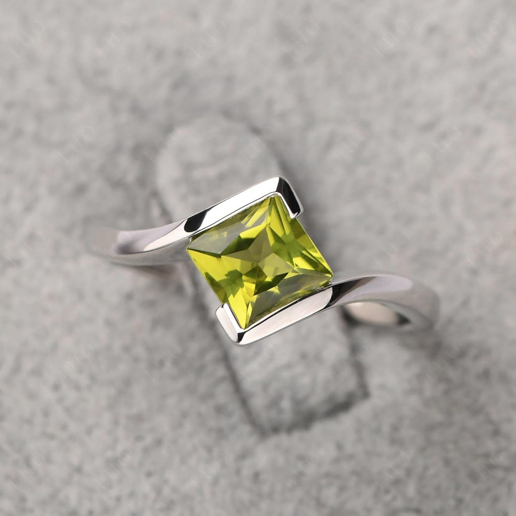 Princess Cut Peridot Bypass Promise Ring