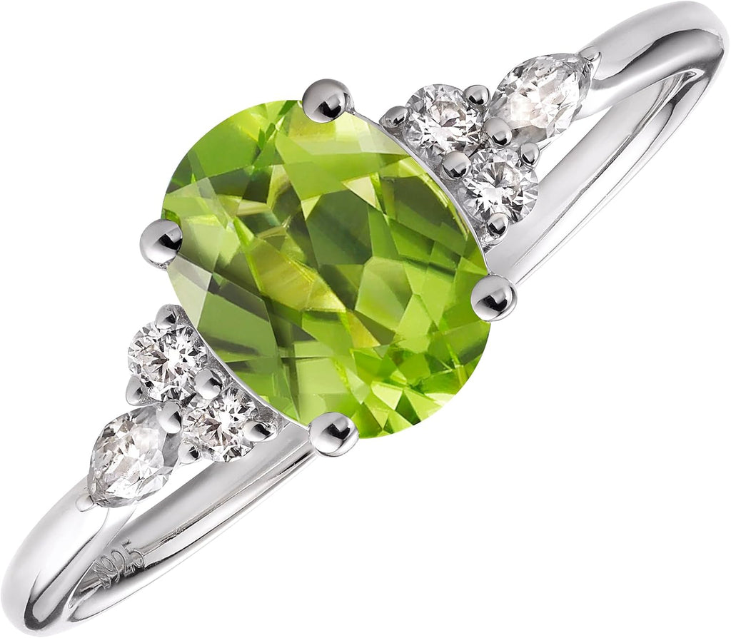 Topgemco Alexandrite Birthstone Ring – Oval-Cut Lab-Created Gemstone in 14K Gold Vermeil & 925 Silver