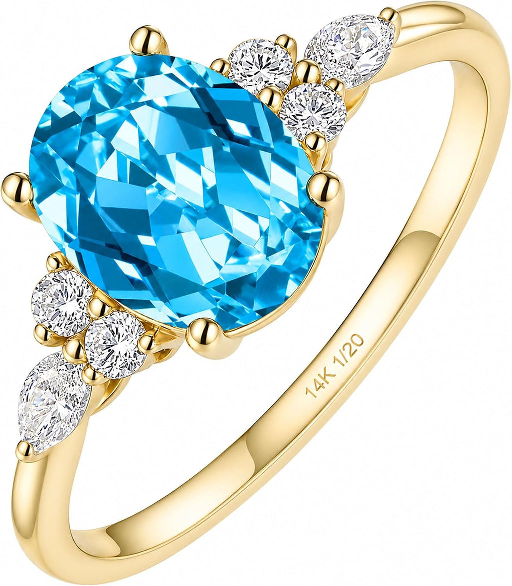 Topgemco Alexandrite Birthstone Ring – Oval-Cut Lab-Created Gemstone in 14K Gold Vermeil & 925 Silver