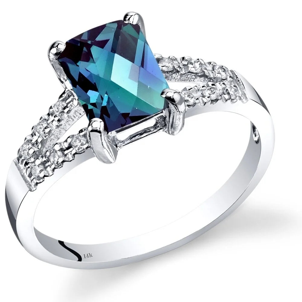 2CT Trillion-Cut Alexandrite & Oval Diamond Ring in 14K White Gold