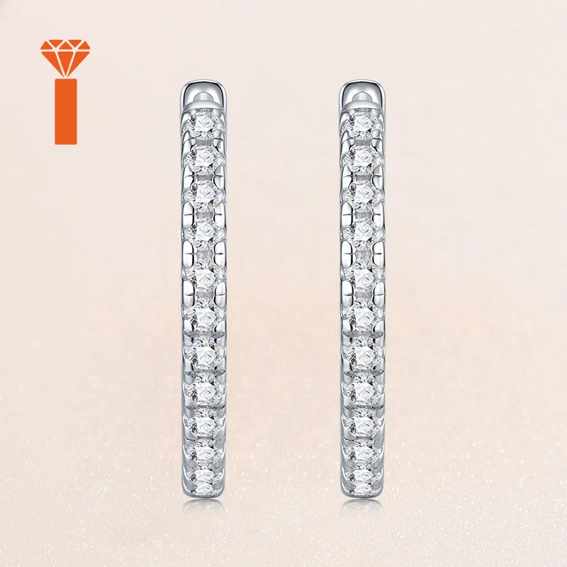 2026 Factory Price Hot Sale Continuous Pave Huggie Moissanite Statement Earrings Everyday Wear High Shine Moissanite Earrings