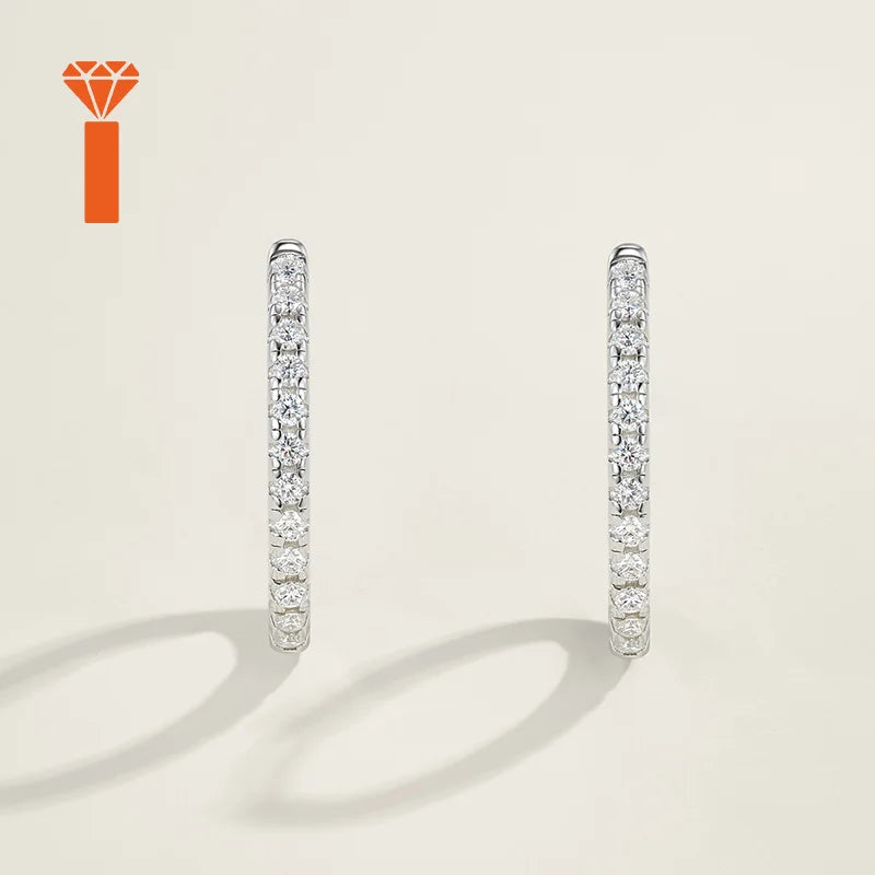 2026 Factory Price Hot Sale Continuous Pave Huggie Moissanite Statement Earrings Everyday Wear High Shine Moissanite Earrings