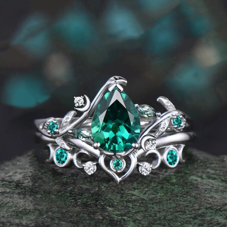 Topgemco Oval-Cut Lab-Grown Emerald & Diamond Engagement Ring in 18K Gold