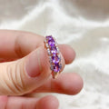 Vintage 925 Silver Natural Amethyst Ring for Women