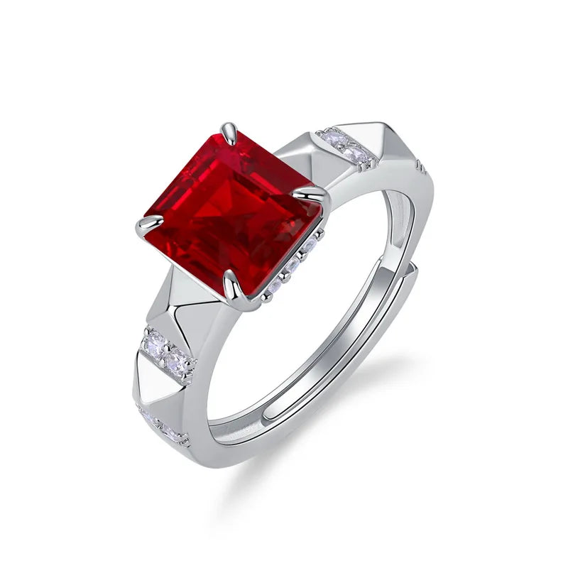 Princess-Cut Lab-Grown Emerald Ring in S925 Silver, Vintage Gemstone Design