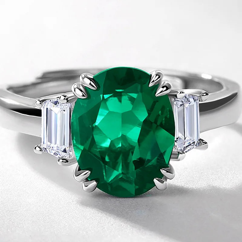 Lab-Grown Emerald Ring for Women, Wedding & Engagement Jewelry