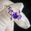 Marquise Amethyst Ring, Leaf Design in 925 Silver