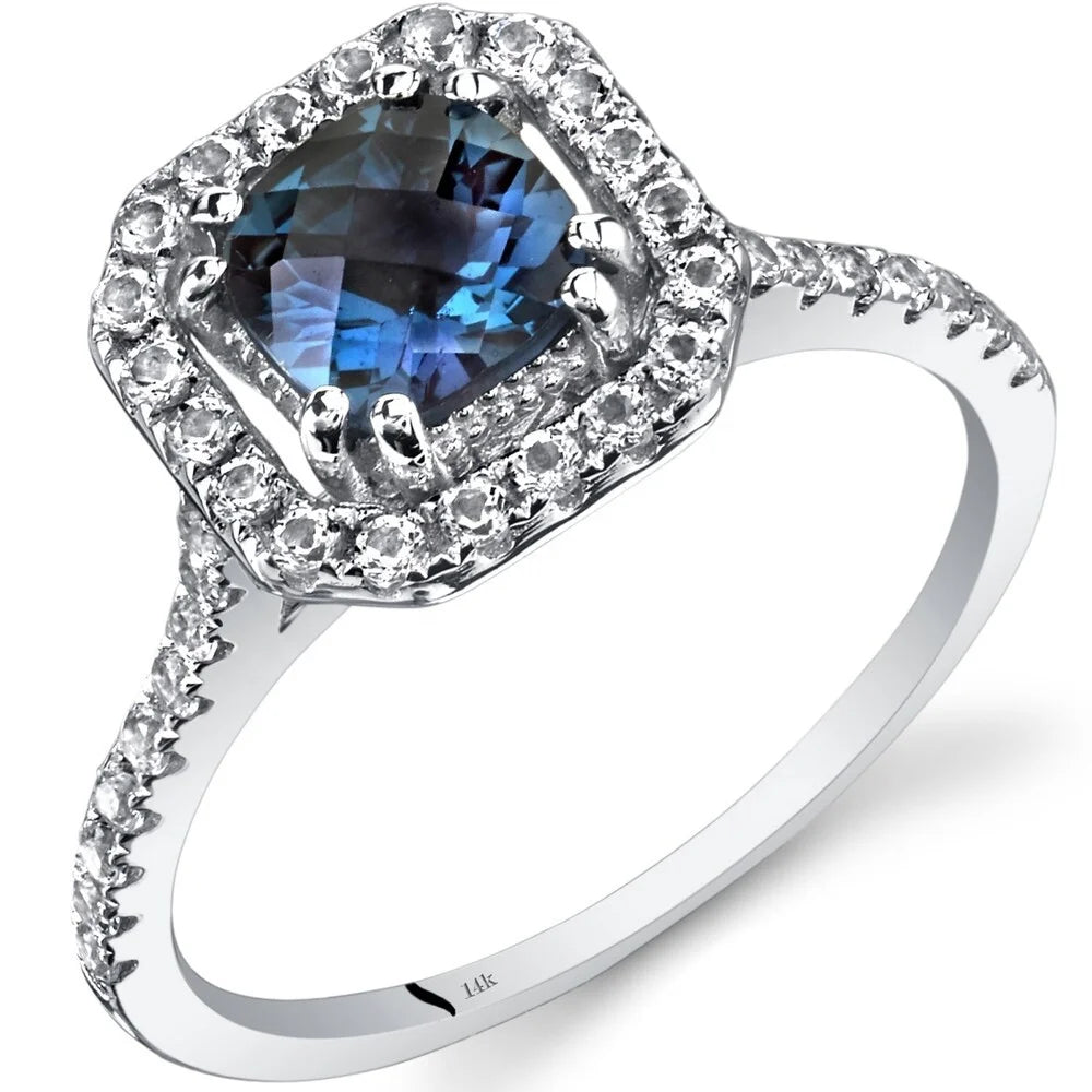 2CT Trillion-Cut Alexandrite & Oval Diamond Ring in 14K White Gold