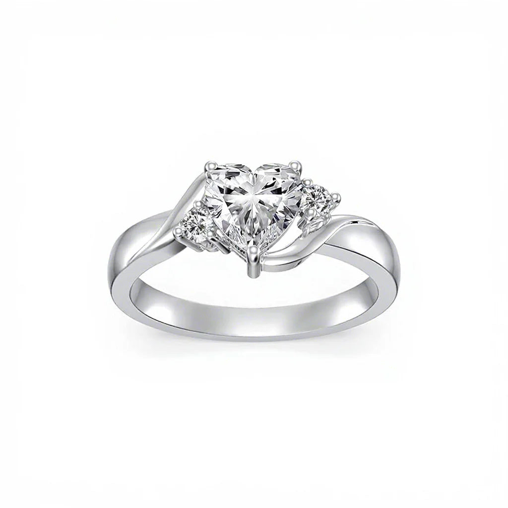 Heart-Shaped Amethyst Ring in 925 Sterling Silver
