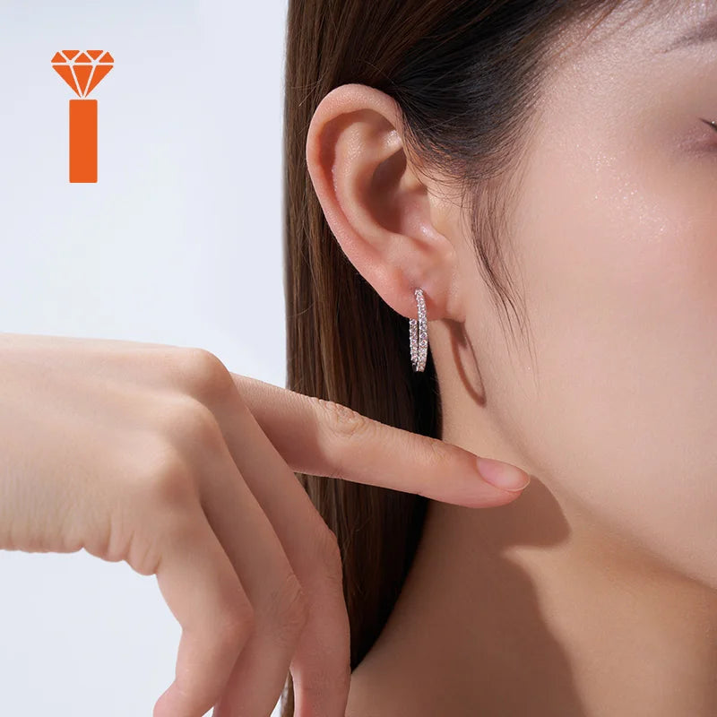 2026 Factory Price Hot Sale Continuous Pave Huggie Moissanite Statement Earrings Everyday Wear High Shine Moissanite Earrings