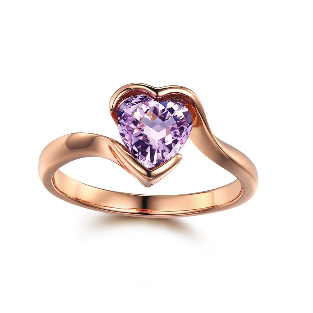 Baguette & Oval Cut Amethyst Ring, Rhodium-Plated Gold Finish