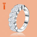Oval Cut Bezel-Set Half Eternity S925  Silver Moissanite Band Connected Stone Stackable Wedding Ringfor Women  Wedding Ring