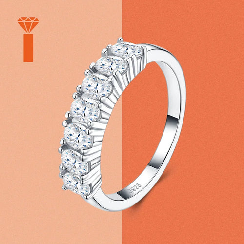 3*4 MM 0.25CT Oval  Cut Prong-Set Half Eternity S925 Sterling Silver Moissanite Ban Women for Daily Luxury Band Wedding Ring