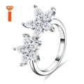 Bulk Order 2026 in Stock Bypass Dual-Flower Moissanite Ring, D Color VVS1 Pear-Cut Design, Delicate Romantic Statement Rings