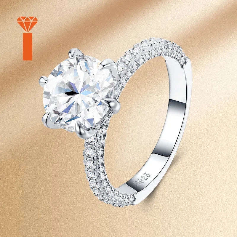 3.0ct Round-Cut Moissanite Ring, Premium 925 Silver Pave-Set Engagement Versatile Bridal & Anniversary Fine Jewelry Rings