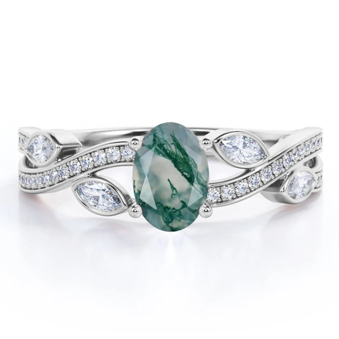 2CT Trillion-Cut Alexandrite & Oval Diamond Ring in 14K White Gold