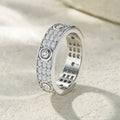 Multi-Row Round Iced-Out S925 Pure Silver Moissanite Band Rotatable Hip Hop Statement Ring for Daily Luxury Band Wedding Ring